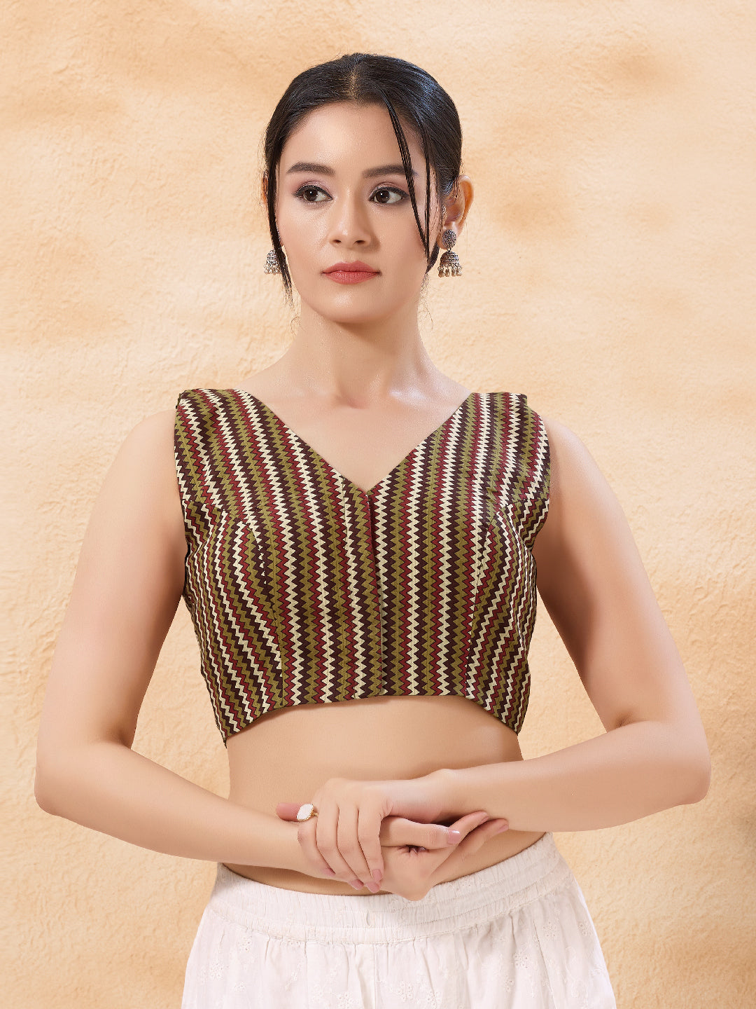 Vamas Pure Cotton Sleeveless High Neck Blouse