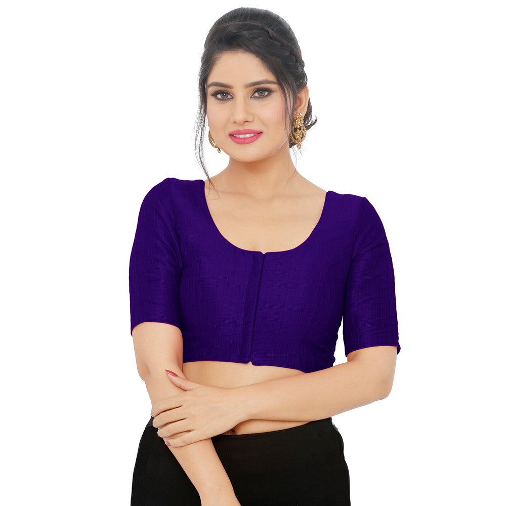 Vamas Mulbury Silk Round Neck Elbow Length Blouse