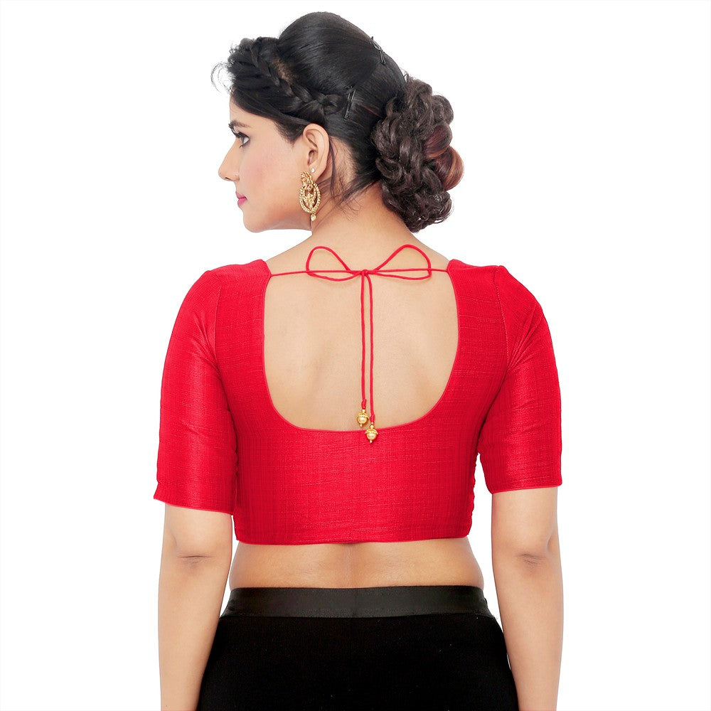 Vamas Mulbury Silk Round Neck Elbow Length Blouse
