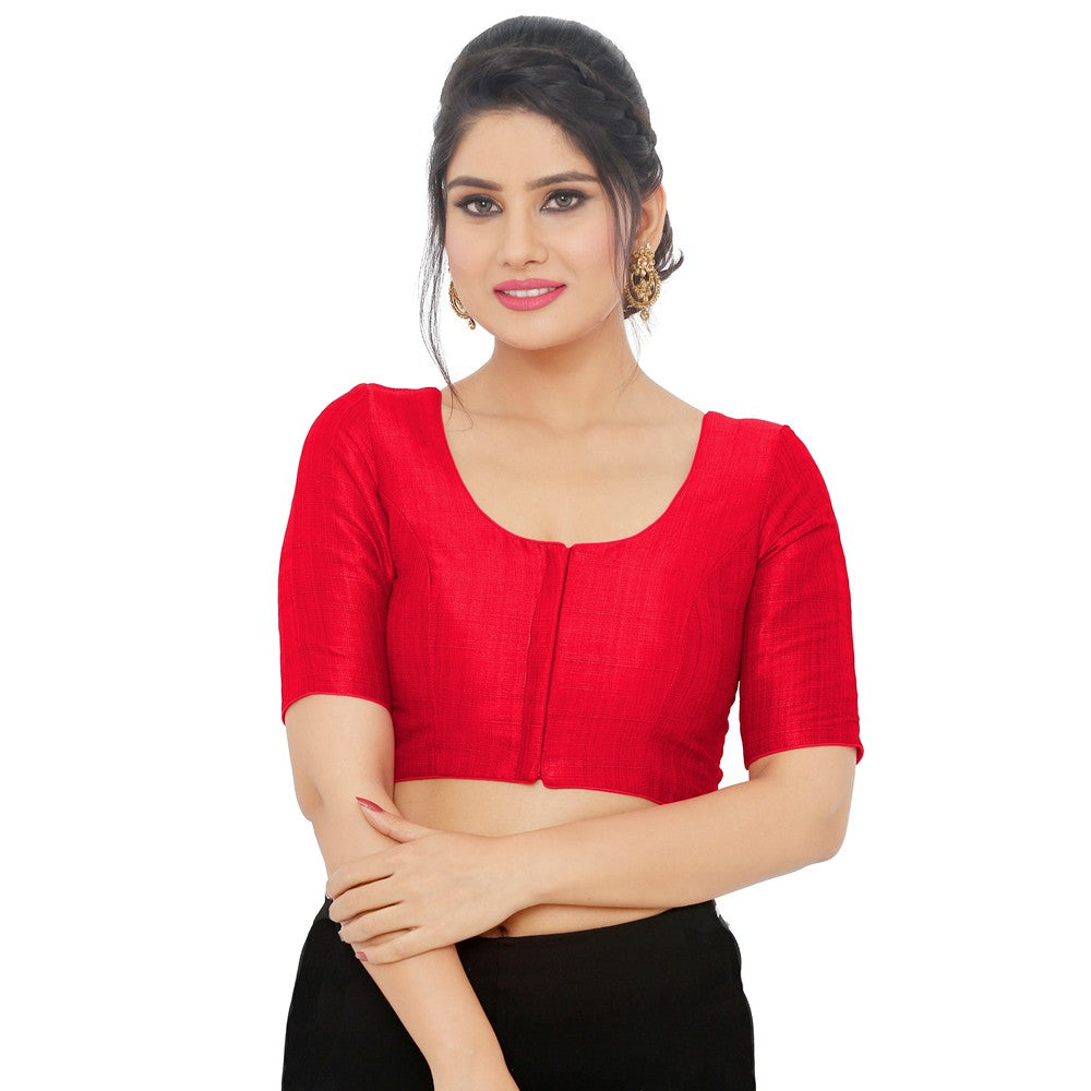 Vamas Mulbury Silk Round Neck Elbow Length Blouse