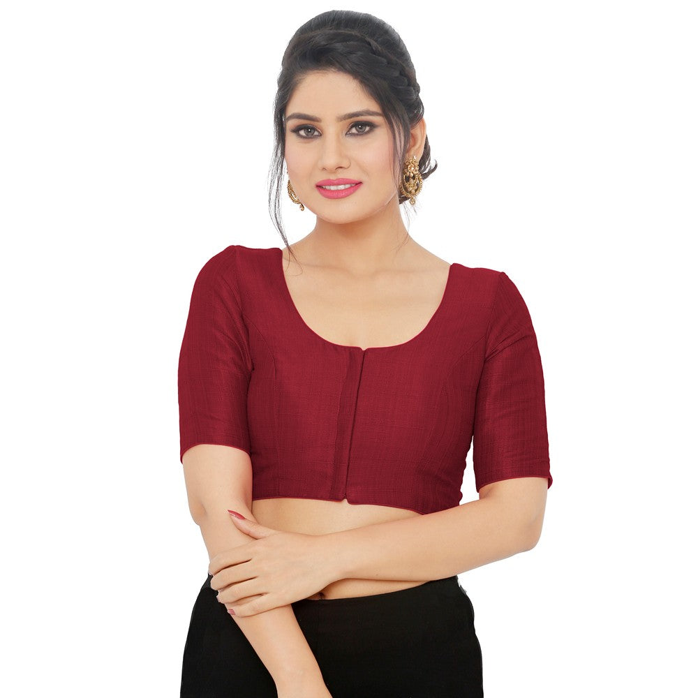 Vamas Mulbury Silk Round Neck Elbow Length Blouse