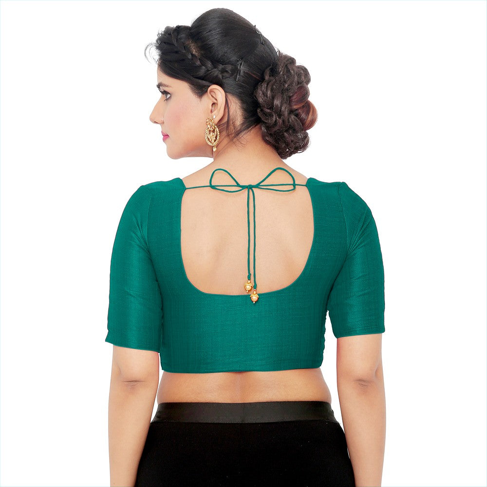 Vamas Mulbury Silk Round Neck Elbow Length Blouse