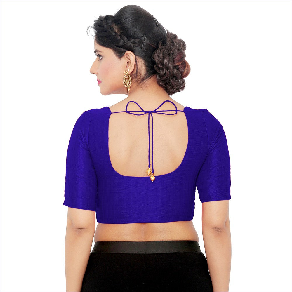 Vamas Mulbury Silk Round Neck Elbow Length Blouse
