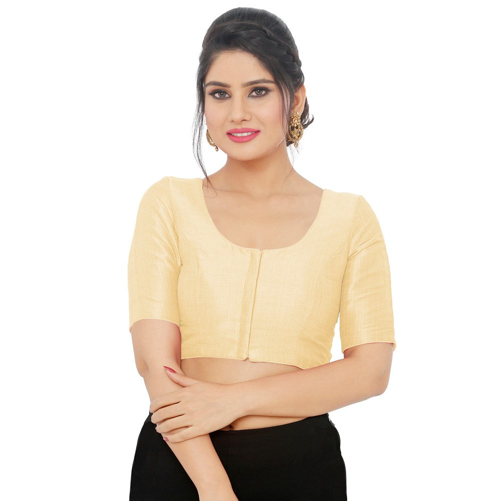 Vamas Mulbury Silk Round Neck Elbow Length Blouse