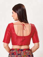 Vamas Mulbury Silk Round Neck Elbow Length Blouse