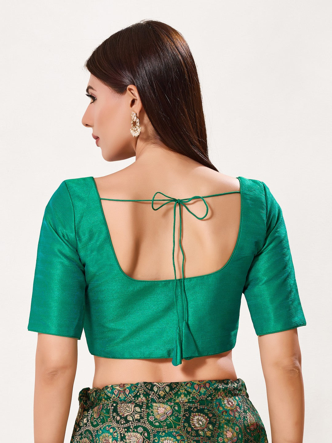 Vamas Mulbury Silk Round Neck Elbow Length Blouse
