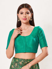 Vamas Mulbury Silk Round Neck Elbow Length Blouse