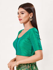 Vamas Mulbury Silk Round Neck Elbow Length Blouse