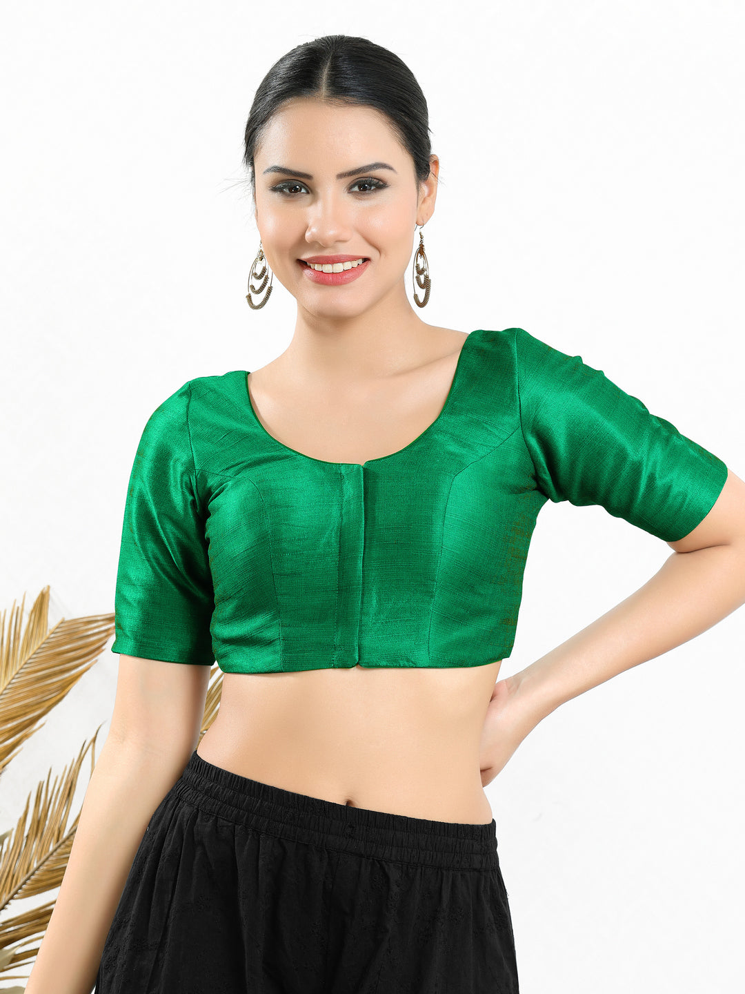 Vamas Mulbury Silk Round Neck Elbow Length Blouse