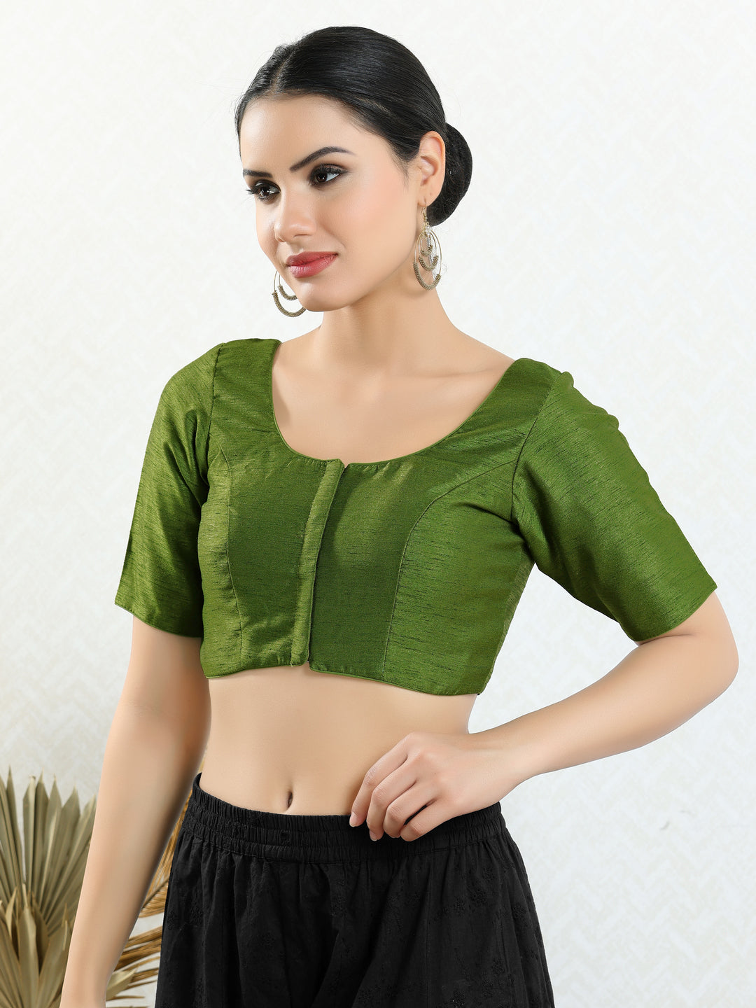 Vamas Mulbury Silk Round Neck Elbow Length Blouse