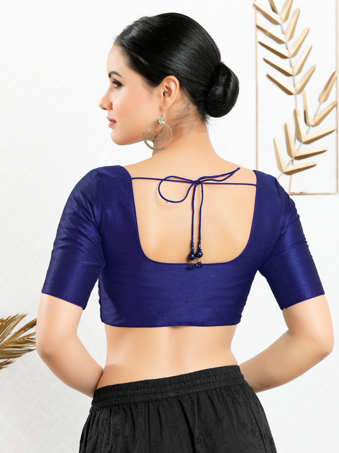 Vamas Mulbury Silk Round Neck Elbow Length Blouse