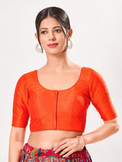 Vamas Mulbury Silk Round Neck Elbow Length Blouse
