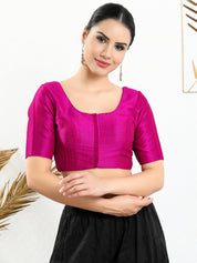 Vamas Mulbury Silk Round Neck Elbow Length Blouse