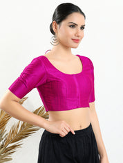 Vamas Mulbury Silk Round Neck Elbow Length Blouse