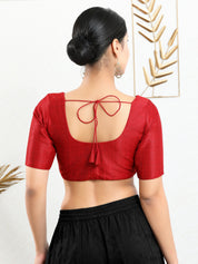Vamas Mulbury Silk Round Neck Elbow Length Blouse