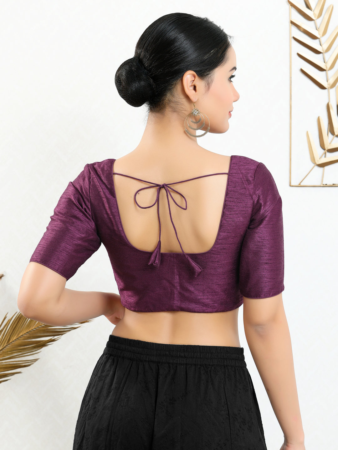Vamas Mulbury Silk Round Neck Elbow Length Blouse