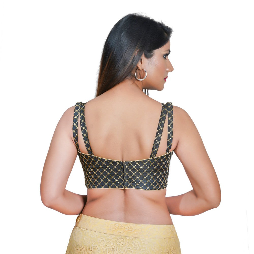 Embroidery Silk Strappy Blouse