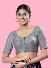 Shimmer Fabric Partywear Elbow Front Open Blouse