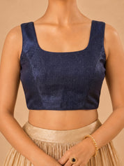 Shimmer Fabric Sleeveless Essential Round Neck Blouse
