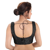 Net Tikki Embroidery Sleeveless Round Neck Blouse