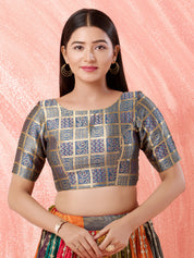 Quare Bandhani Weaved Brocade High Neck Blouse