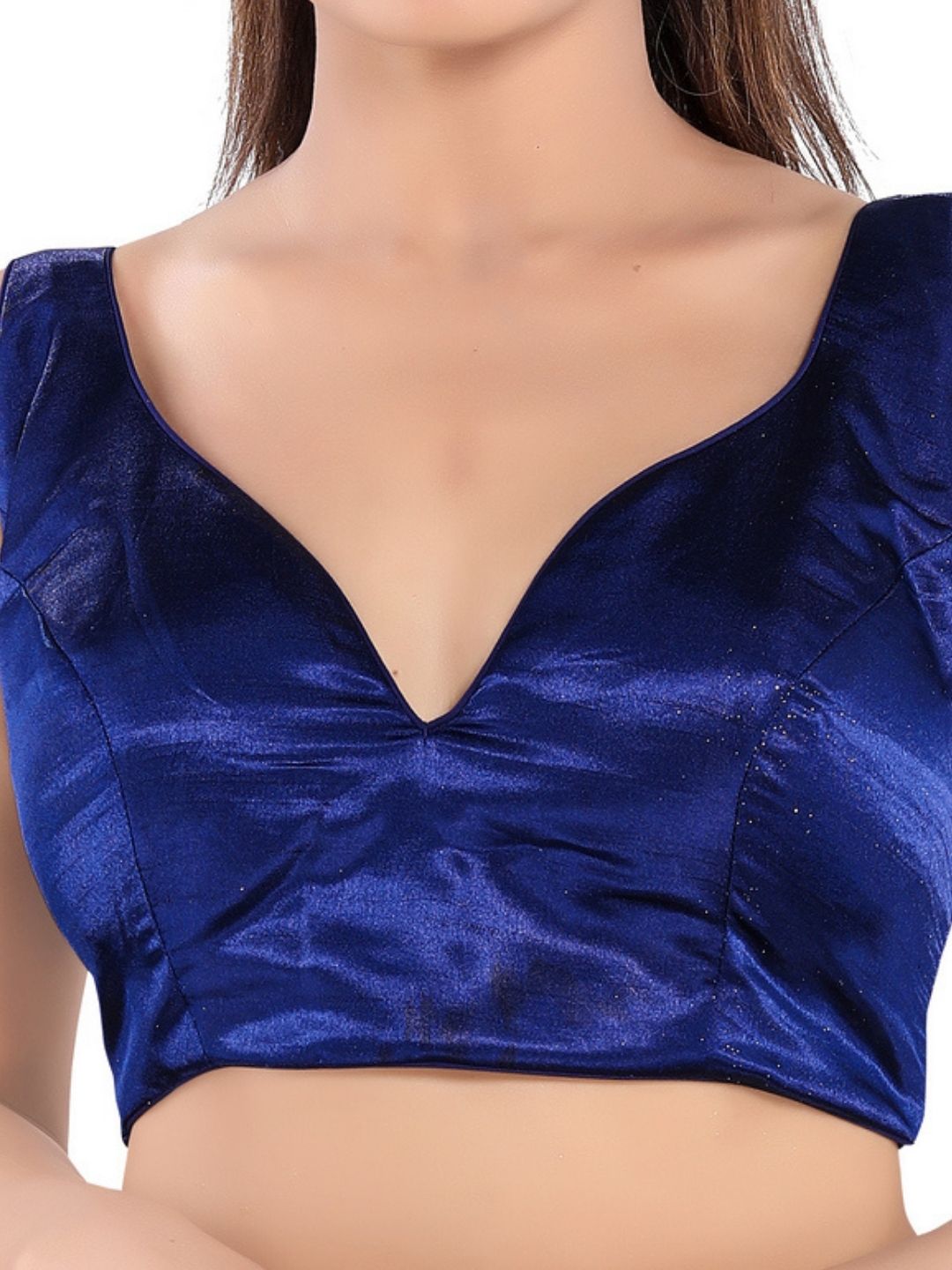 Gajji Silk Paan Neck Sleeveless Solid Partywear Blouse