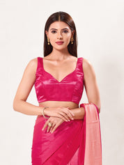 Gajji Silk Paan Neck Sleeveless Solid Partywear Blouse