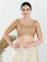 Shiny Shimmer Paan Neck Essential Festive Blouse