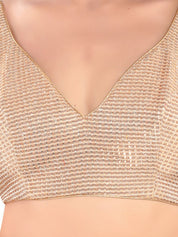 Shimmer Sleeveless Core Paan Neck Partywear Blouse