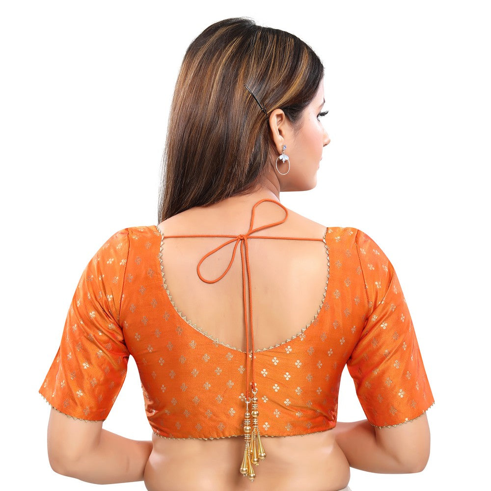 Brocade 4 Butti Round Neck Blouse
