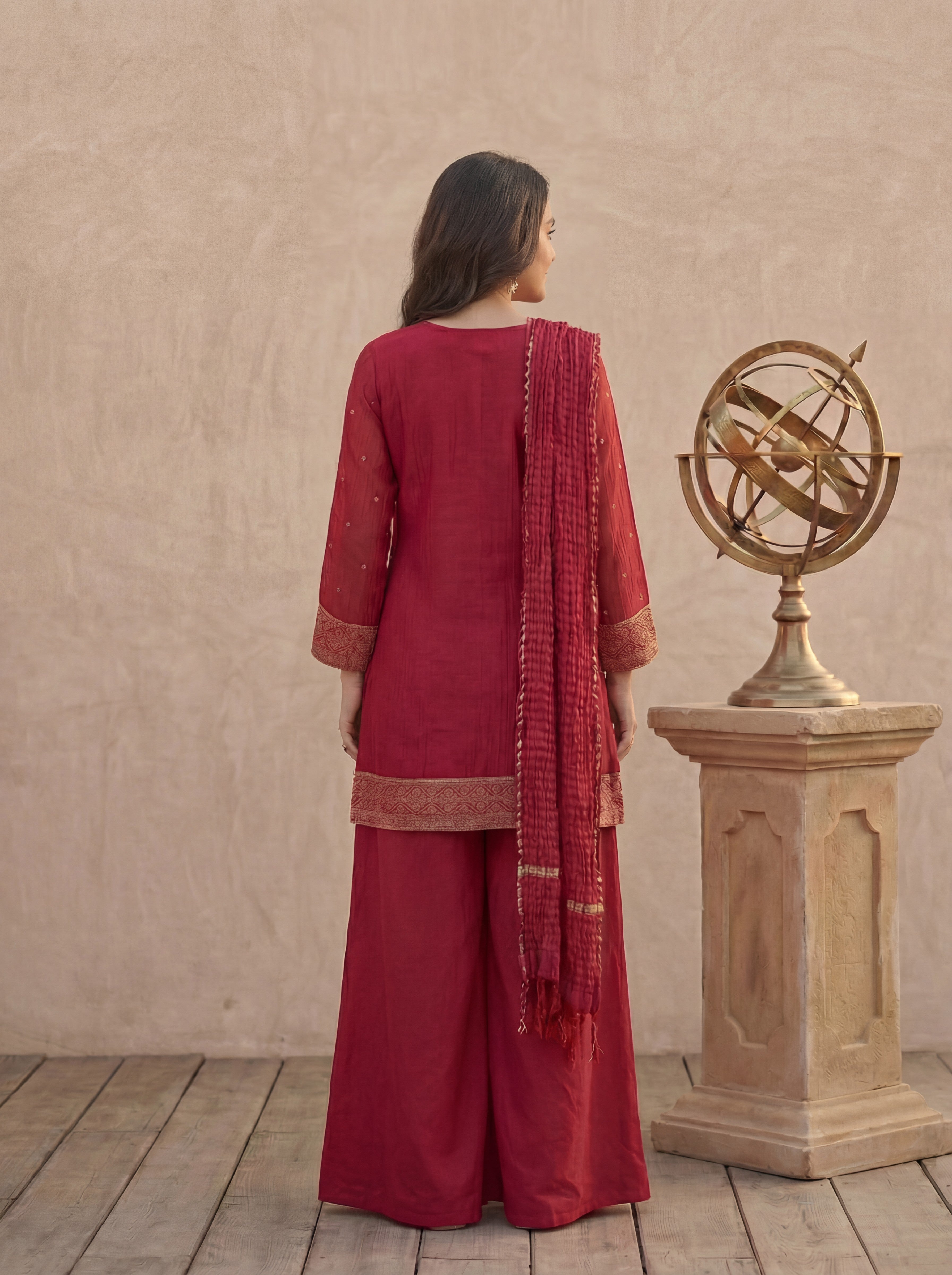 Rani Pink 3-Piece Mul Chanderi Set