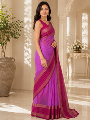 Vervee Couture Women Purple & Magenta Woven Design Zari Silk Blend Saree