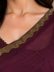 Vervee Couture Women Purple Solid Tissue Saree