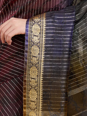 Vervee Couture Black Silk Blend Saree with Zari Border | EKA