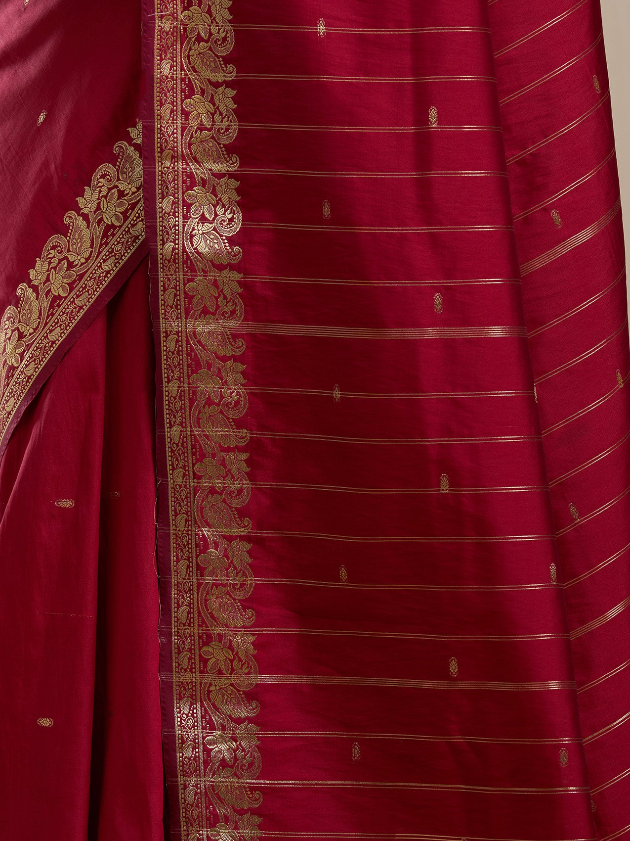 Vervee Couture Red Woven Silk Blend Saree with Semi Stitched Blouse | EKA