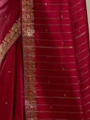 Vervee Couture Red Woven Silk Blend Saree with Semi Stitched Blouse | EKA