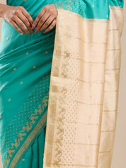 Vervee Couture Green Silk Blend Saree with Semi Stitched Blouse | EKA