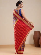 Vervee Couture Blue Silk Blend Saree with Semi Stitched Blouse | EKA