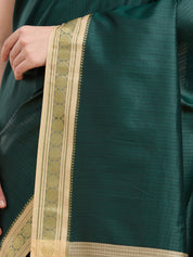 Vervee Couture Green Silk Blend Saree with Zari Border | EKA