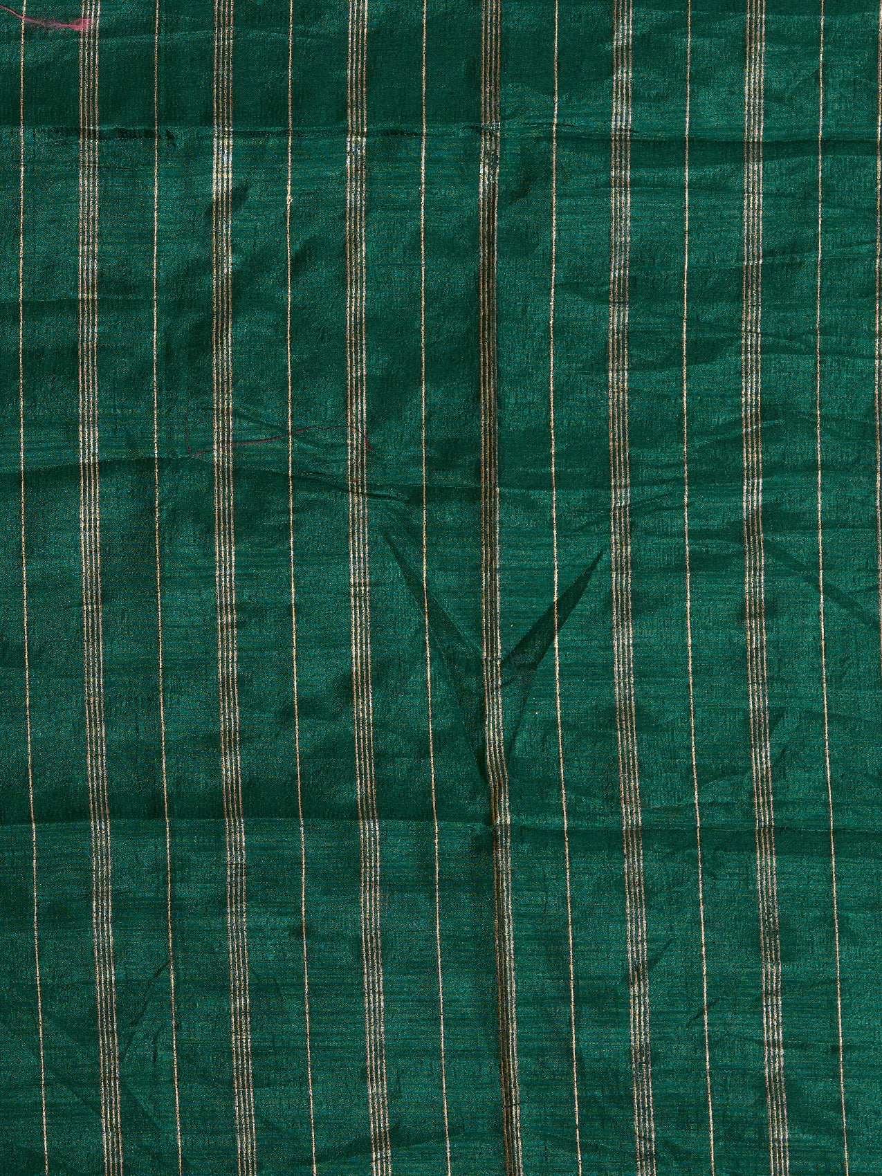 Vervee Couture Emerald Green Gold Striped Silk Blend Saree | EKA