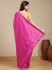 Vervee Couture Pink Silk Blend Saree with Zari Border | EKA