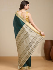 Vervee Couture Green Silk Blend Saree with Zari Border | EKA