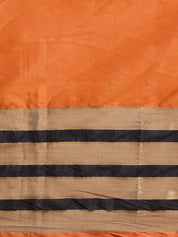 Vervee Couture Orange Black Striped Silk Blend Saree | EKA