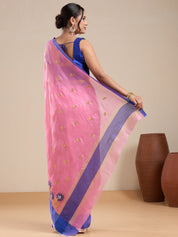 Vervee Couture Pink Silk Blend Saree with Semi Stitched Blouse | EKA