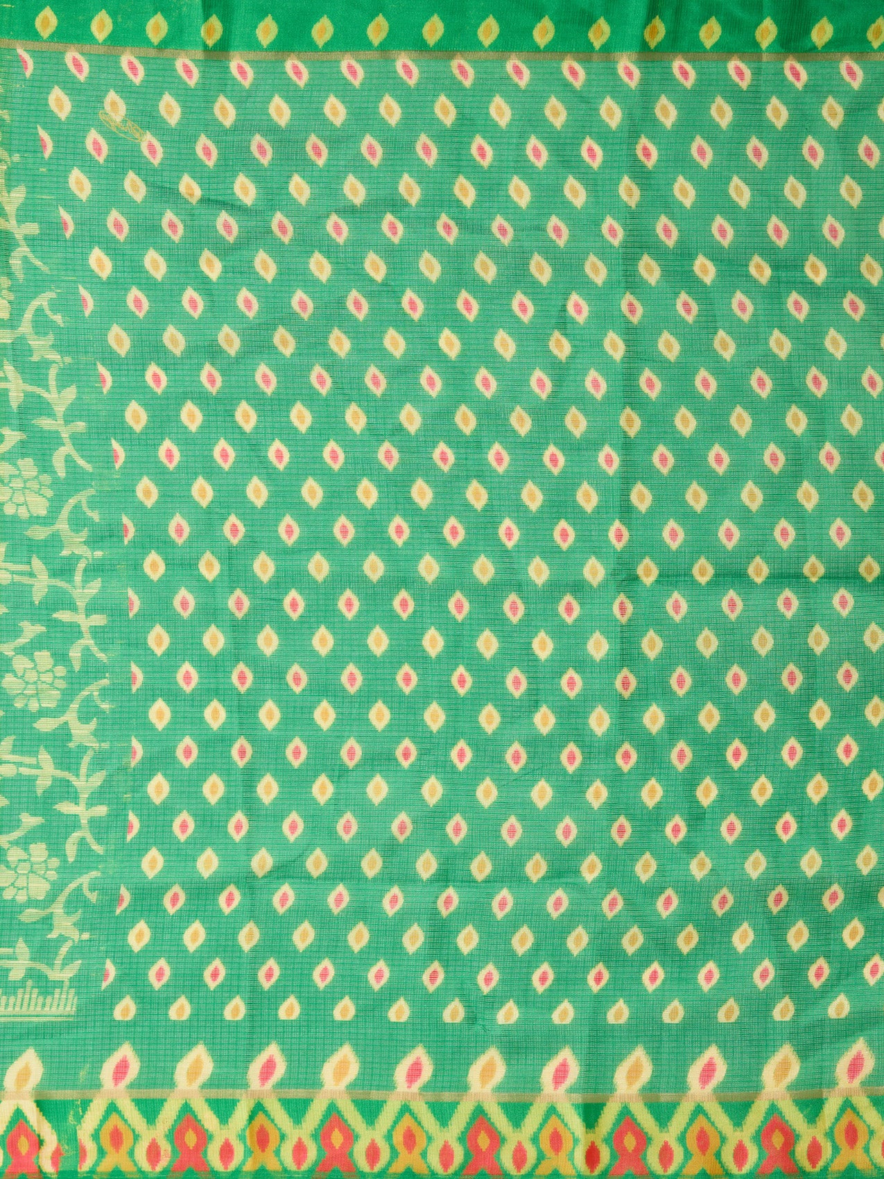 Vervee Couture Green Woven Silk Blend Saree with Zari Border | EKA