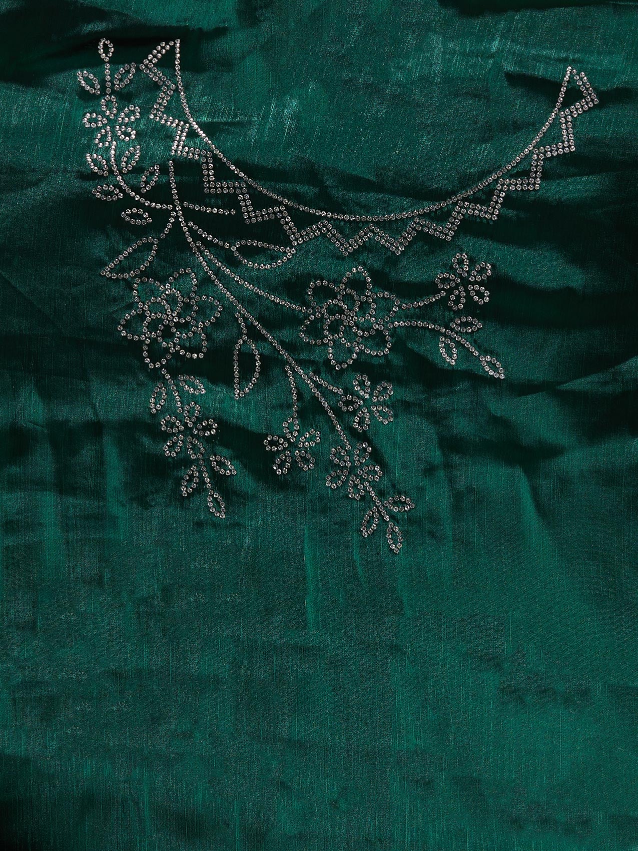 Vervee Couture Forest Green Poly Georgette Embellished Saree | EKA