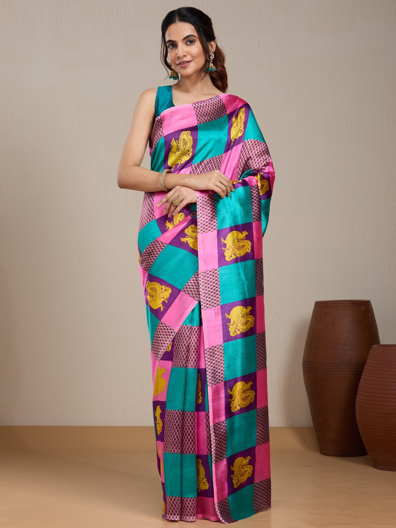 Vervee Couture Multicolour Printed Poly Georgette Saree | EKA