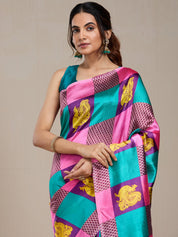 Vervee Couture Multicolour Printed Poly Georgette Saree | EKA