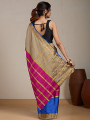 Vervee Couture Blue Pink Silk Blend Saree with Zari Border | EKA