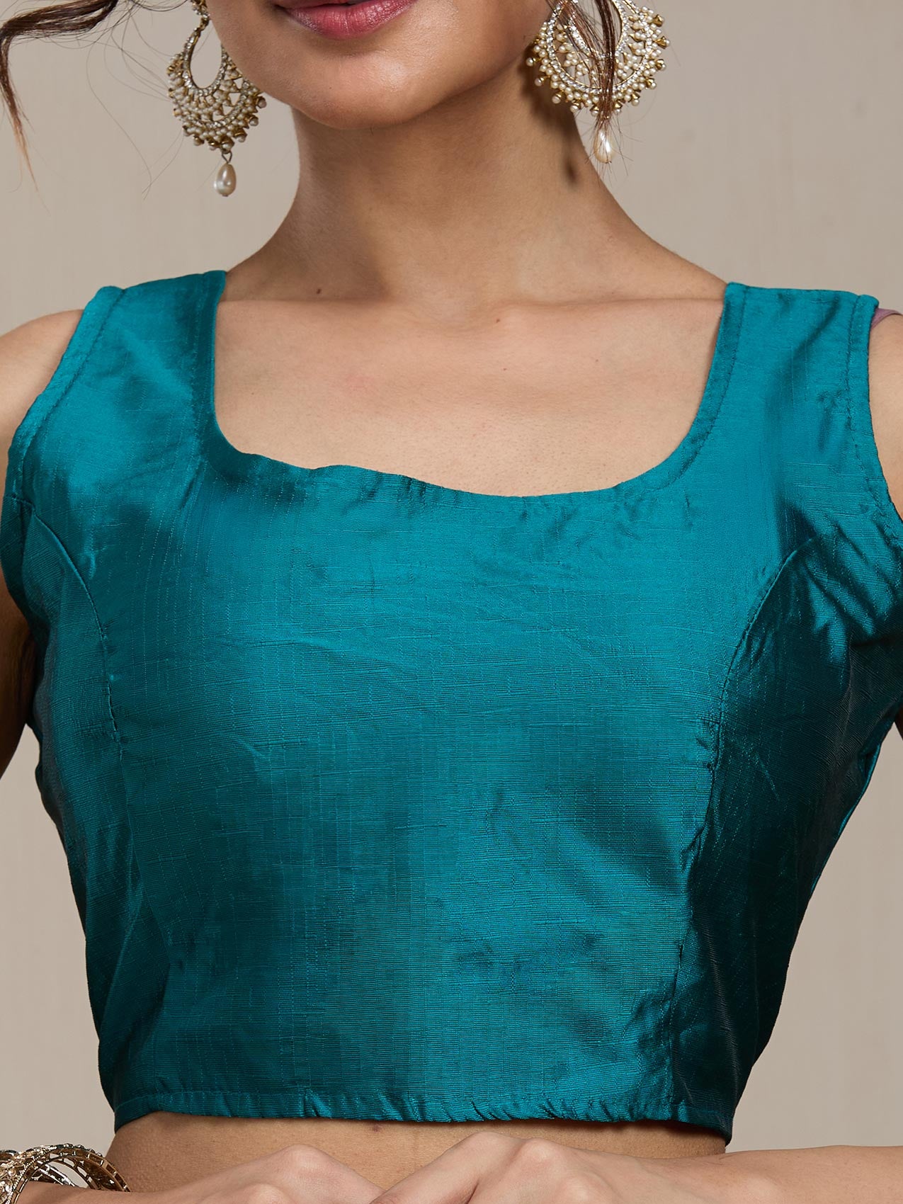 Vervee Couture Blue Silk Blend Saree with Zari Border and Semi Stitched Blouse | EKA